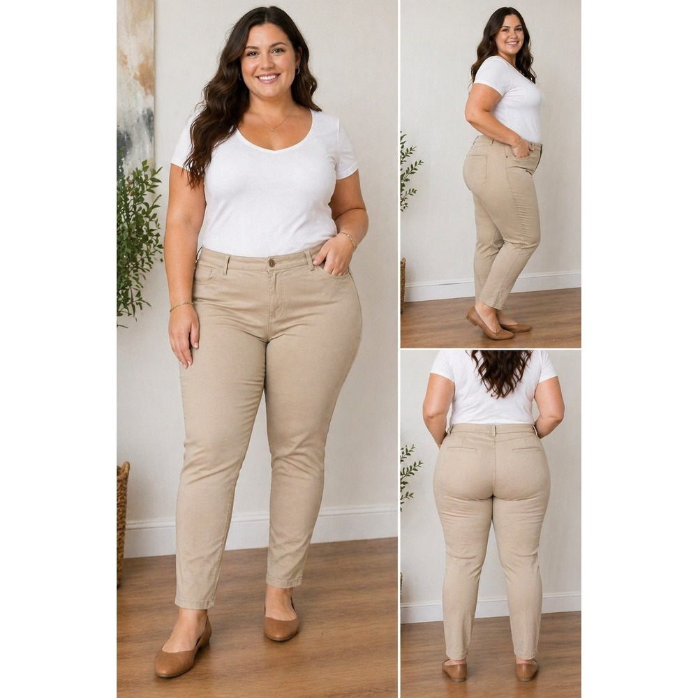 Old Navy Womens Size 22 Khaki High Rise Skinny Stretch Pants Beige Plus Size NWT